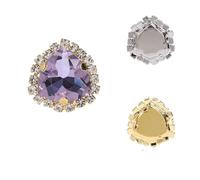 Triángulos gruesos de cristal for coser, diamantes de imitación, engaste dorado, artesanías, pegamento en piedra de garra, accesorios for ropa, zapatos, bolsos, bricolaje(Violet 371,10PCS GOLDEN_12MM)