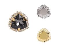 Triángulos gruesos de cristal for coser, diamantes de imitación, engaste dorado, artesanías, pegamento en piedra de garra, accesorios for ropa, zapatos, bolsos, bricolaje(Black Diamond 215,10PCS GOLDE