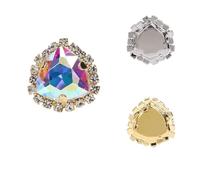 Triángulos gruesos de cristal for coser, diamantes de imitación, engaste dorado, artesanías, pegamento en piedra de garra, accesorios for ropa, zapatos, bolsos, bricolaje(Crystal AB 001AB,10PCS WHITE