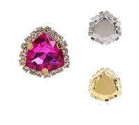 Triángulos gruesos de cristal for coser, diamantes de imitación, engaste dorado, artesanías, pegamento en piedra de garra, accesorios for ropa, zapatos, bolsos, bricolaje(Rose 209,10PCS GOLDEN_12MM)