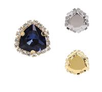 Triángulos gruesos de cristal for coser, diamantes de imitación, engaste dorado, artesanías, pegamento en piedra de garra, accesorios for ropa, zapatos, bolsos, bricolaje(Montana 207,10PCS GOLDEN_12MM