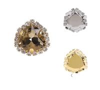 Triángulos gruesos de cristal for coser, diamantes de imitación, engaste dorado, artesanías, pegamento en piedra de garra, accesorios for ropa, zapatos, bolsos, bricolaje(Light Smoked Topaz,10PCS GOLD