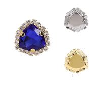 Triángulos gruesos de cristal for coser, diamantes de imitación, engaste dorado, artesanías, pegamento en piedra de garra, accesorios for ropa, zapatos, bolsos, bricolaje(Capri Blue 243,10PCS GOLDEN_1