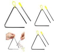 Triángulos musicales, 3p triángulos de percusión manual, instrumentos triangulares de acero musical de 4/5/6 pulgadas para juguetes de educación temprana, aprendizaje de música, iluminación práctica