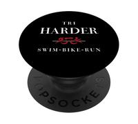 Triathlets Tri Harder - Swim Bike Run Triathlon Inspired PopSockets PopGrip Adhesivo