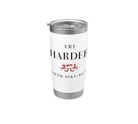 Triathlets TRI HARDER - Swim Bike Run Triathlon Inspired Vaso térmico de acero inoxidable de doble pared