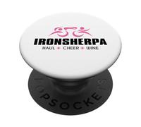 Triatlón Iron Tri Sherpa Support Crew Haul Cheer Wine PopSockets PopGrip Adhesivo