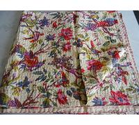 Tribal Asian Textiles - Colcha con diseño de pájaros, hecha a mano, bordado Kantha, tamaño king size (228,6 x 274,3 cm)