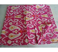 Tribal Asian Textiles Paisley Ikat impresión King Size edredón Bordado Kantha, Manta Kantha, Cubierta de Cama, Rey Kantha Colcha, Bohemia Bedding Kantha Tamaño 90 Pulgadas x 108 Pulgadas 007