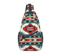 Tribal Aztec Patrón geométrico Sling Bag Crossbody Mochila Native American Tribal Southwest Stripe Red Gym Travel Senderismo Daypack Navajo Print Chest Bag Shoulder Bag para Mujeres y Hombres