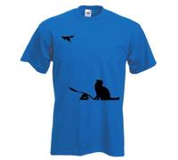 Tribal Camisetas Banksy Cat & Mouse - Camiseta para hombre - Azul - 3X-Large