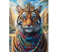 Tribal Tigre Puzzle 500 Piezas Cartón Blanco Premium para Expertos Animal de compañías Eventos Team Building Ejercita La Mente Hobby Y Ocio 500 PCS