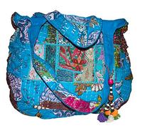 Tribe Azure Fair Trade Bolsos de hombro para mujer Grande Azul Turquesa