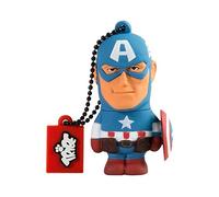 Tribe Disney Marvel Avengers Captain America - Memoria USB 2.0 de 16 GB Pendrive Flash Drive de Goma con Llavero, Color Azul