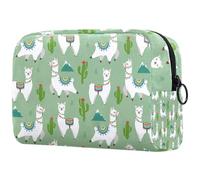 Tribe Llama - Neceser de viaje con diseño de cactus de alpaca y dibujos animados para mujer, bolsa organizadora de maquillaje grande con cremallera, multicolor, 18.5x7.5x13cm/7.3x3x5.1in, Neceser