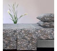 Tribeca Living Camilla Paisley - Juego de sábanas de Franela Ultra Suave de 170 g/m² con Bolsillo Extra Profundo, Plano de Gran tamaño, Verde Queen, (CAMILLASHEQU)