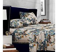 Tribeca Living Casablanca Floral Impreso Bolsillo Profundo Juego de sábanas, Multicolor, California King