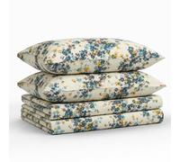 Tribeca Living Casablanca Floral Impreso Bolsillo Profundo Juego de sábanas, Multicolor, Plein
