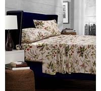 Tribeca Living Cotton Percale Queen Size Bed Sheet Set, 300 Thread Count, Extra Deep Pockets, Multicolor