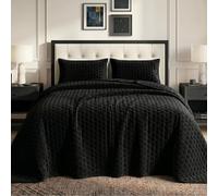 Tribeca Living Edredón de terciopelo tamaño Queen, juego de ropa de cama de tres piezas con punto de panal que incluye un edredón de gran tamaño y dos fundas de almohada, terciopelo súper suave de 260