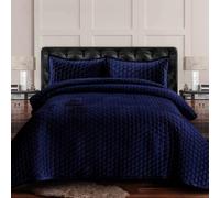 Tribeca Living Juego de edredón de Terciopelo Extragrande, Azul Marino, tamaño Queen