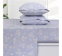 Tribeca Living Juego de sábanas de Franela Alemana 100% algodón, 200 g/m², Bolsillo Profundo, ultrasuave y Acogedor, tamaño King, Giovanna Floral