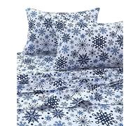 Tribeca Living Juego de sábanas de Franela con Bolsillo Profundo y Estampado de Copos de Nieve, Multicolor, tamaño King