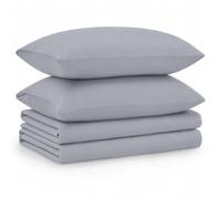 Tribeca Living Juego de sábanas de Franela sólida, tamaño Queen, 100% algodón, Bolsillos extraprofundos, Color Gris