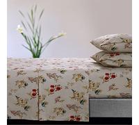 Tribeca Living Juego de sábanas de Franela ultrasuave, algodón de 170 g/m², Bolsillo Profundo, acogedora Ropa de Cama de Invierno, tamaño Individual XL, Color Crema Floral