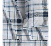 Tribeca Living Juego de sábanas de percal de algodón tamaño Queen, 300 Hilos, Bolsillos extraprofundos, Estampado Tribeca a Cuadros, Multicolor