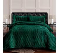 Tribeca Living LUGANOQUIQUEG - Juego de Funda de edredón de Terciopelo Grande, Color Verde Esmeralda