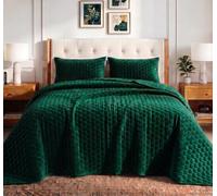 Tribeca Living LUGANOQUIQUEG - Juego de Funda de edredón de Terciopelo Grande, Color Verde Esmeralda