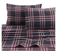 Tribeca Living Oslo - Juego de sábanas de Franela con Estampado Extra Profundo de Franela, Heritage Plaid, Queen Sheet Set