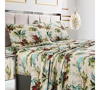 Tribeca Living PARAISL4PSSQU - Juego de sábanas con Bolsillo extraprofundo, tamaño Queen, Paradise Island Multi