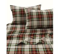 Tribeca Living Plaid Moose Impresa Franela Bolsillo Profundo Juego de sábanas, Multicolor, Charleston Plaid, Matrimonio Doble