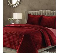 Tribeca Living Velvet Twin Quilt Set Two-Piece Box Stitch Bedding Set Includes One Oversized Quilt & One Sham Pillowcase 260GSM Super Soft