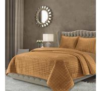 Tribeca Living Velvet Twin Quilt Set Two-Piece Box Stitch Bedding Set Includes One Oversized Quilt & One Sham Pillowcase 260GSM Super Soft