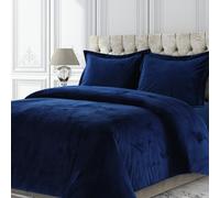 Tribeca Living VENICEDUVET Juego de edred?n extragrande de terciopelo Venice, color liso, tama?o individual, azul marino