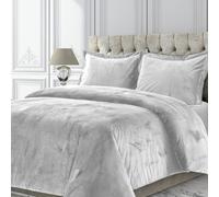 Tribeca Living VENICEDUVET Juego de edred n extragrande de terciopelo Venice de 3 piezas, color gris plateado