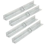 TRIBECCO Anclajes angulares para hormigón, 4 unidades, 500 x 45 x 45 mm, anclajes de suelo de acero galvanizado en caliente, reforzados con acero estriado para torres de juego, columpios, casas de