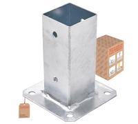 TRIBECCO® Casquillo atornillable para postes de madera cuadrados, galvanizado en caliente, 60 x 60 mm, casquillo de suelo, soporte para vallas, placa de suelo, fijación