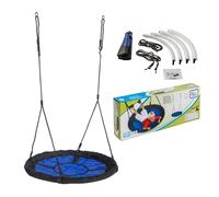 TRIBECCO Columpio nido colgante, columpio redondo, diámetro de 98 cm, soporta hasta 150 kg, ideal para exteriores e interiores, recomendado para niños y adultos (azul)