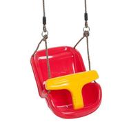 TRIBECCO® Columpio para bebé de 3 a 12 años - Altura ajustable, con cinturón de seguridad y asa, interior y exterior, resistente a la intemperie, certificado según EN 71, hasta 50 kg, asiento