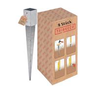 TRIBECCO Juego de 8 casquillos para suelo de impacto (91 x 91 x 900 mm, galvanizados en caliente, para postes de madera cuadrados, anclajes para vallas y postes de puertas (8, 91 x 91/900)