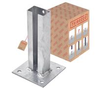 TRIBECCO Placa de tacos con pie de valla Post Anchor 60 x 40 mm Post Shoe Fence Post Double Rod Double Post Dowel Plate Post Anchor Screw-On Base Plate Mesh Mats Hot Galvanizado