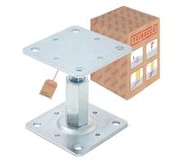 TRIBECCO Soporte para postes 110 x 110 cm para postes de madera cuadrados, altura regulable de 8 a 15 cm, acero galvanizado en caliente de 4 mm, para atornillar, para pedestales, escaleras,