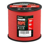 TRIBERION Cuerda de paracaídas de 750 libras - 500 pies 5/32 pulgadas, cuerda de paracaídas de 4 mm, 12 hebras para cuerda, cuerda de carrete resistente para supervivencia, equipo de camping, pulsera