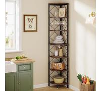 Tribesigns Estante esquinero de 7 Niveles, estantería esquinera Extra Alta de 200 CM, estantería esquinera Industrial Delgada para Espacios pequeños y Estrechos,de Madera para