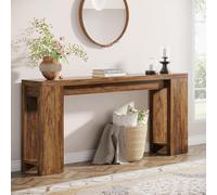 Tribesigns Mesa Consola, 160 x 29,5 x 85 cm, Mesa Auxiliar, Mesa de Sofá de Madera Rústica para Entrada, Pasillo, Salón, Marrón Oscuro