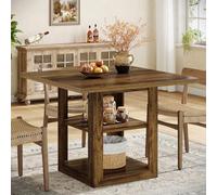 Tribesigns Mesa de comedor cuadrada para 4 personas, 80 cm, estilo rústico, con compartimento de almacenamiento, para comedor, salón, cocina, color marrón (solo mesa)